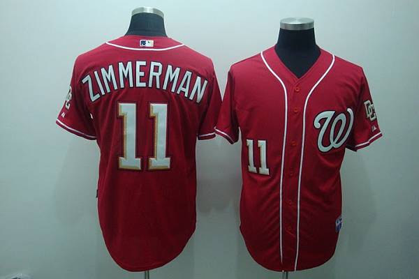 Nationals #11 Zimmerman Ryan Red Stitched MLB Jersey - Click Image to Close